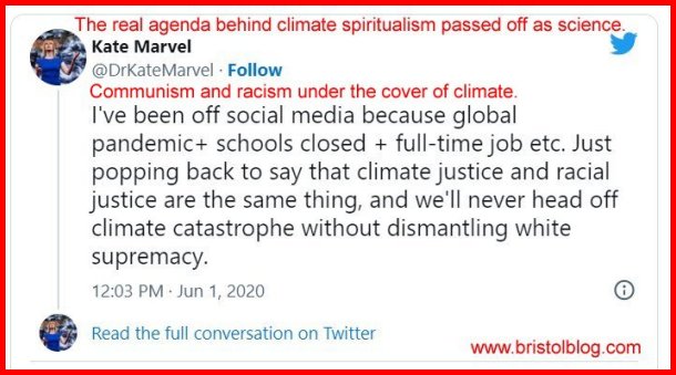 Kate Marvel preaching hate of whites in the name of climate.
