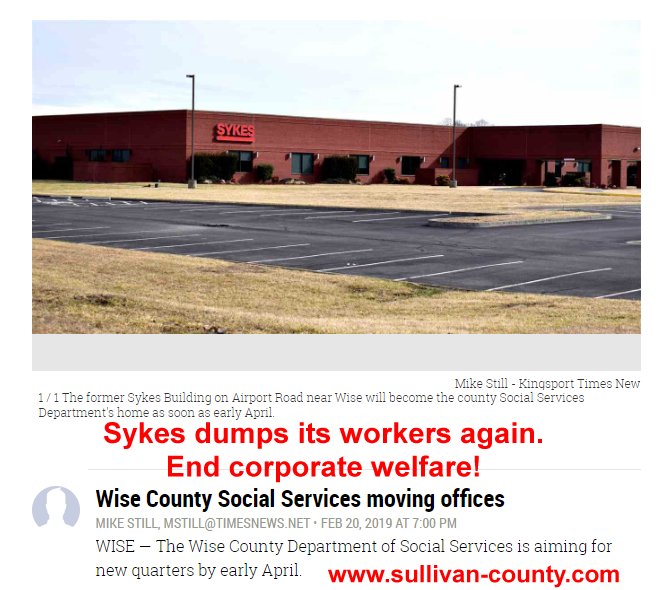 Sykes call center in Wise Virginia to become welfare offices.