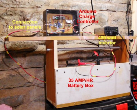 Home built Arduino controlled solar panel charge controller.