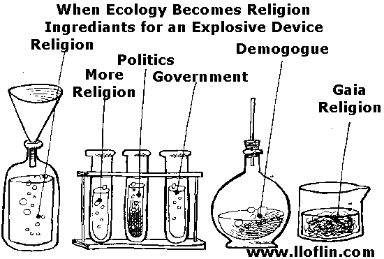 Mixing religion, government, environmentalism explosive device.